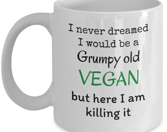 Chagrijnige oude veganist - grappig Veganistisch papa cadeau - veganistische mok - veganistische moeder - Veganistische opa cadeaus - grappige cadeaus voor veganisten - pensioen cadeau voor vegan