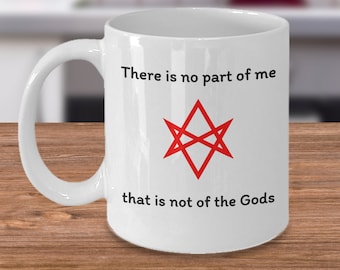 Thelema-mugg - Det finns ingen del av mig som inte är av gudarna - Gnostisk mässa Aleister Crowley unicursal hexagramsymbol - Rituell magi