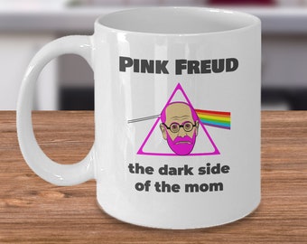 Psychology coffee mug - Freud in pink the dark side of the mom - Sigmund Freud funny psychologist cup gift