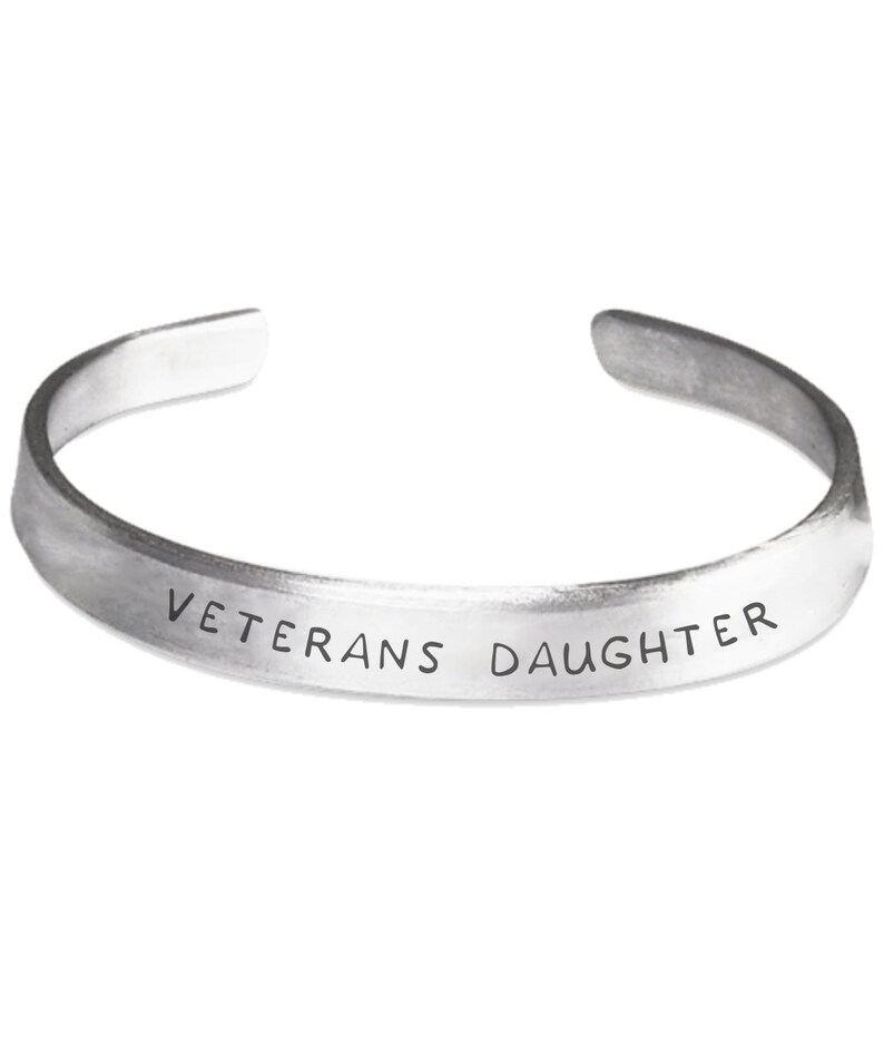 Military ex soldier family DD 214 Accessories gift Army soldier family Veterans daughter Stamped Bracelet