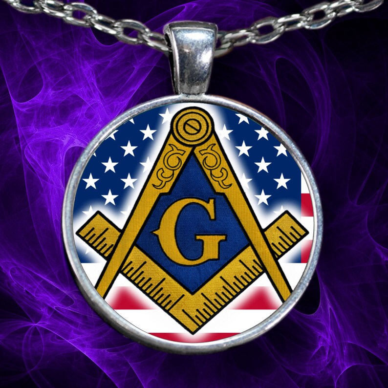 Freemason Necklace Masonic USA Flag Symbol Square and | Etsy