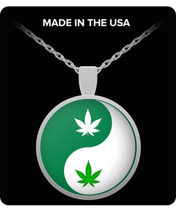 stoner 420 gift Weed necklace ganja accessories Cannabis Leaf Yin Yang