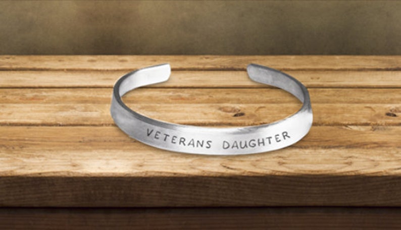 Military ex soldier family DD 214 Accessories gift Army soldier family Veterans daughter Stamped Bracelet