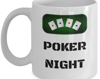Poker night - poker lover coffee mug - man cave gifts - poker cards - poker gifts - poker gifts for men - gambling mug - poker game mug gift