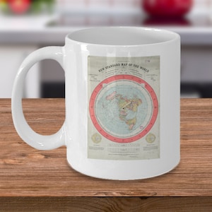 Platte aarde kaart koffie mok - Gleason's nieuwe standaard kaart van de wereld - zetetic niet een globe flat earther accessoires - Samenzwering theorie geschenken