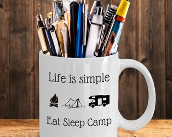 Felpa Con Cappuccio Life Is Simple Eat Sleep Camp Divertente Per Uomo E Donna, Regalo Perfetto Per Gli Amanti Del Campeggio E Trekking