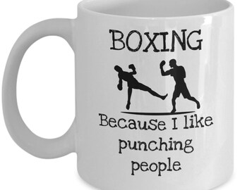 Boksen omdat ik graag ponsen mensen - Grappig cadeau voor boxer - boksen mok - boksen cadeau voor vriendje - boksen geschenken - boksring humor