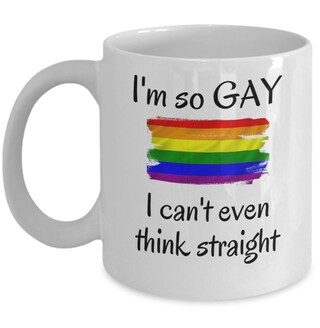 LookHUMAN Tazza Pride Arcobaleno "I'm Too Gay For This Shit": Tazza In Ceramica 425ml, Stampa Fronte/Retro, Lavabile In Lavastoviglie, Regalo LGBTQ+ Divertente