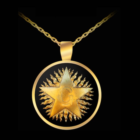 Freemasonry Brother Gift Masonic Blazing Star Symbol Gold Chain Freemason Necklace