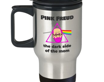 Psychology travel mug - Freud in pink the dark side of the mom - Funny psychologist joke gift - Sigmund Freud psychologist student gift
