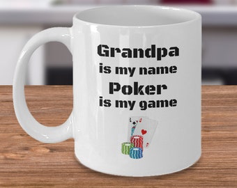Opa is mijn naam poker is mijn spel - poker cadeau voor opa - poker kaarten mok - grappige opa cadeau - Opa poker cadeaus - poker spel cadeau