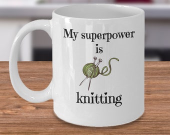 Mijn superkracht is breien - Grappig haken hobby grap cadeau - Cadeaus voor Breier Crocheter quilter Moeder Vrouw oma - Haak koffie mok