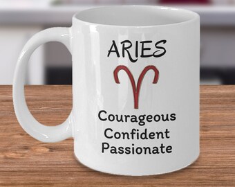Widder Sternzeichen Kaffeetasse Geschenk - Widder mutig selbstbewusst leidenschaftlich - Horoskop Sternzeichen Symbol Widder - Astrologie Geburtstagsgeschenk