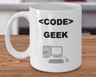 Code Geek - lustige IT-Grad-Becher-Geschenk - Code-Programmierer Tech-Assistent Nerd lustige Geschenke - Internet der Dinge Technologie Geschenke - Codierung Entwickler