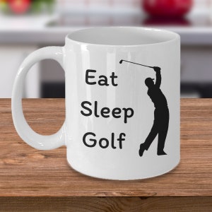 スポーツファン愛好家向けコーヒーマグ - Eat Sleep Golf - 男性向けパッティングゴルフギフト - ゴルファー向けおもしろギャグアクセサリーギフト