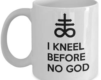 Satan mug - I kneel before no god  - leviathan cross symbol - Occult - 666 gifts - black magick - satanic cross - satanic gift - Luciferian
