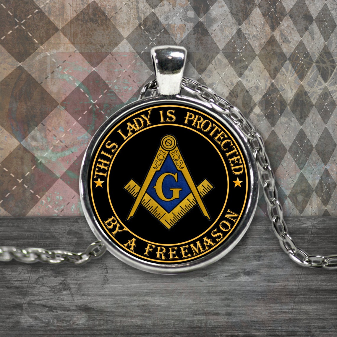 Masonic necklace This Lady is protected by a Freemason | Etsy