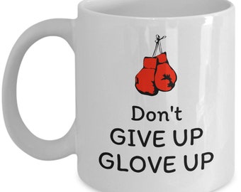Boksen mok - Geef handschoen niet op - cadeau voor boxer - bokssport - Martial arts - kickbokscadeau - boksen geschenken - boksen coach cadeau