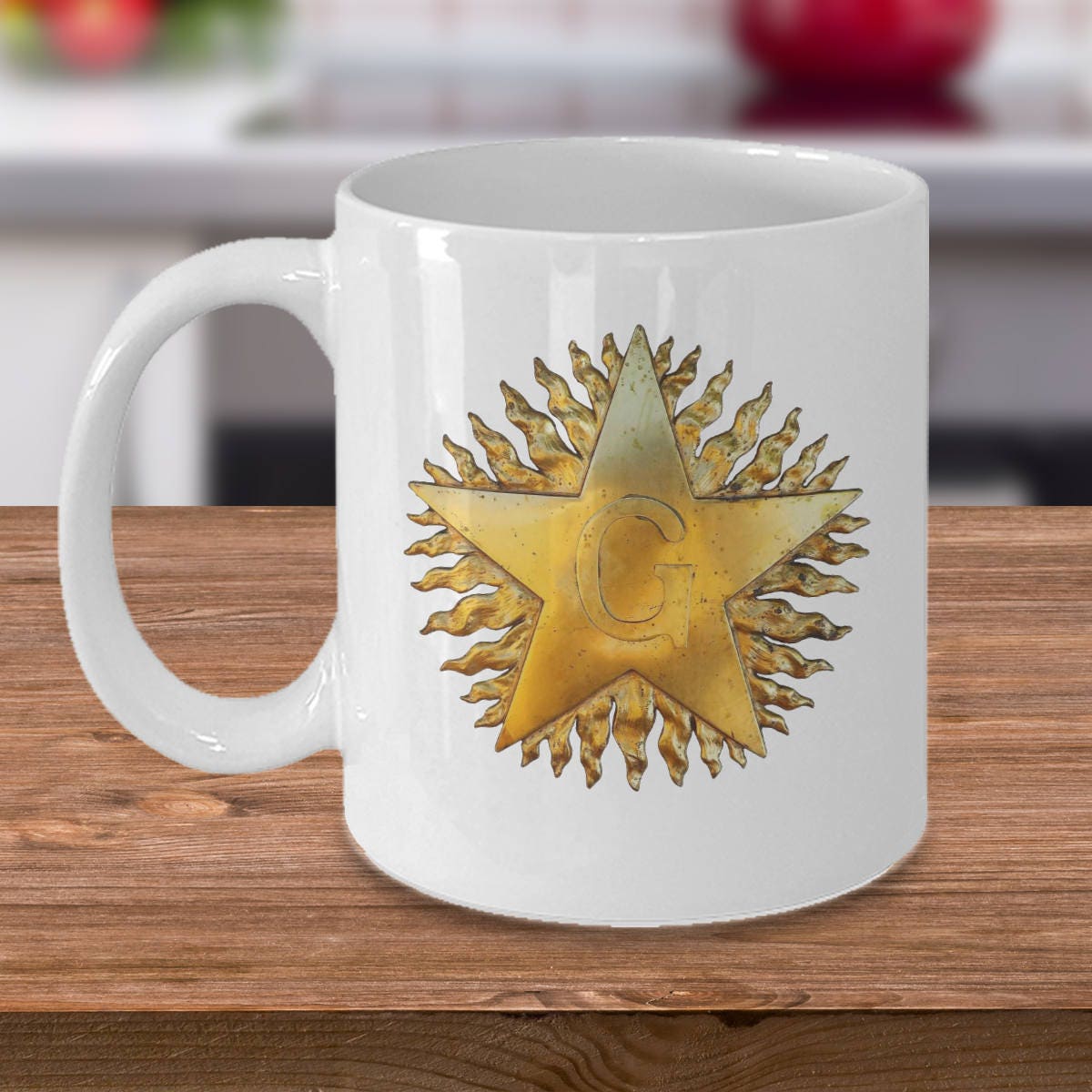 Freemason coffee mug - Blazing star archaic symbol - masonic gifts
