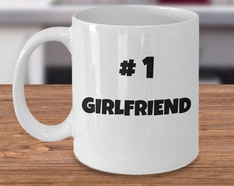 Caneca de café do dia dos namorados - Namorada nº 1 - Namorada número um - Presente engraçado para namorada - presente de aniversário para amantes - Melhores presentes para namorada
