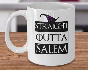 Wicca tazza di caffè - Straight outta Salem - Divertente stregoneria pagana Dea coven Halloween regali - streghe paganesimo regalo manico di scopa