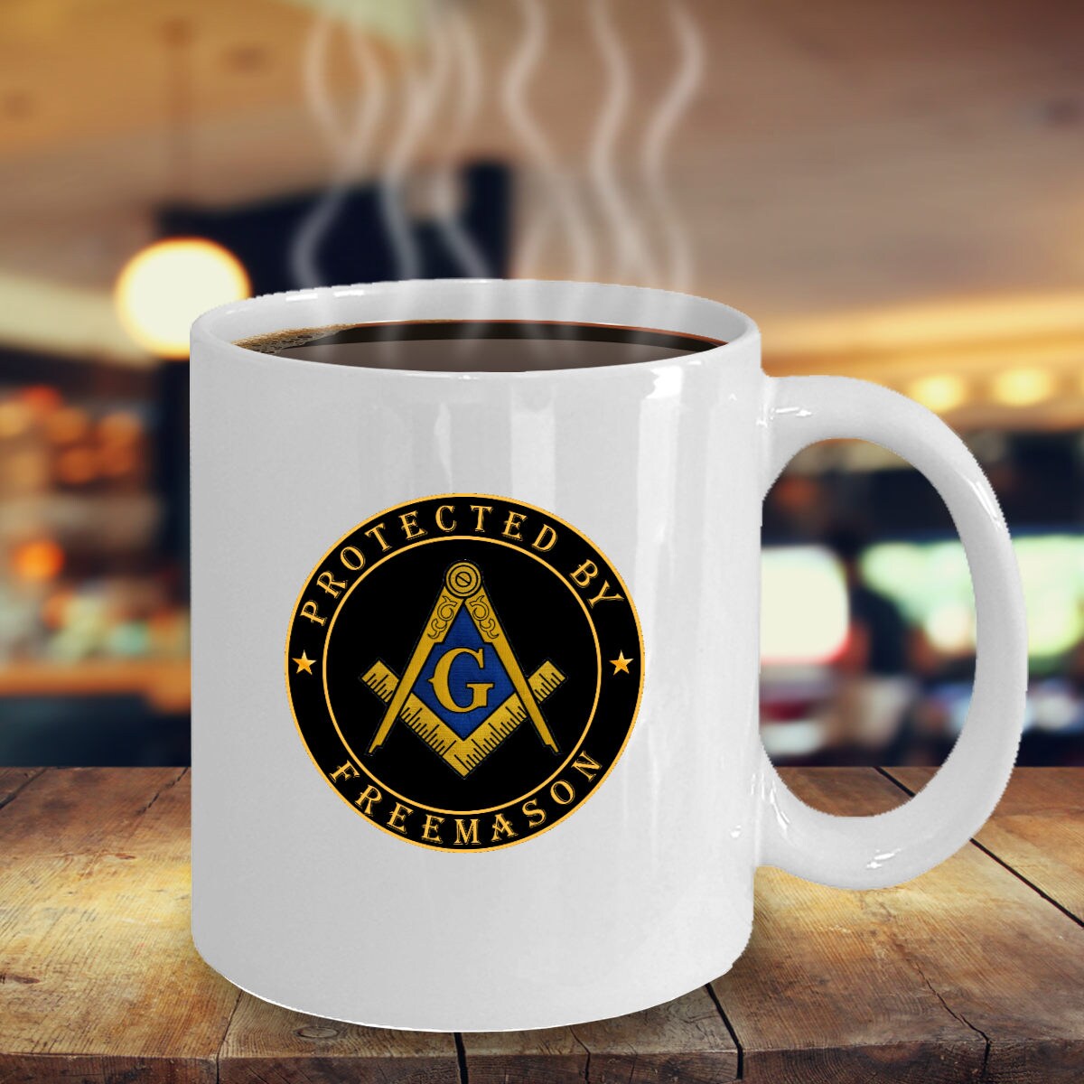 Masonic Coffee Mug Protected by Freemason Lodge Gifts Pha - Etsy