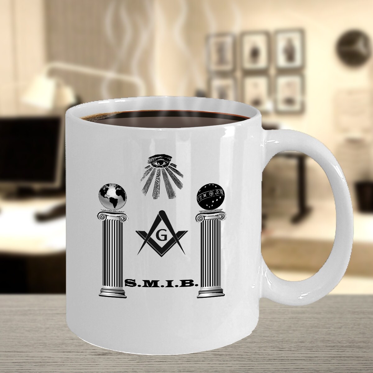 Freemason Coffee Mug Masonic S.M.I.B. With Pillars Cup - Etsy