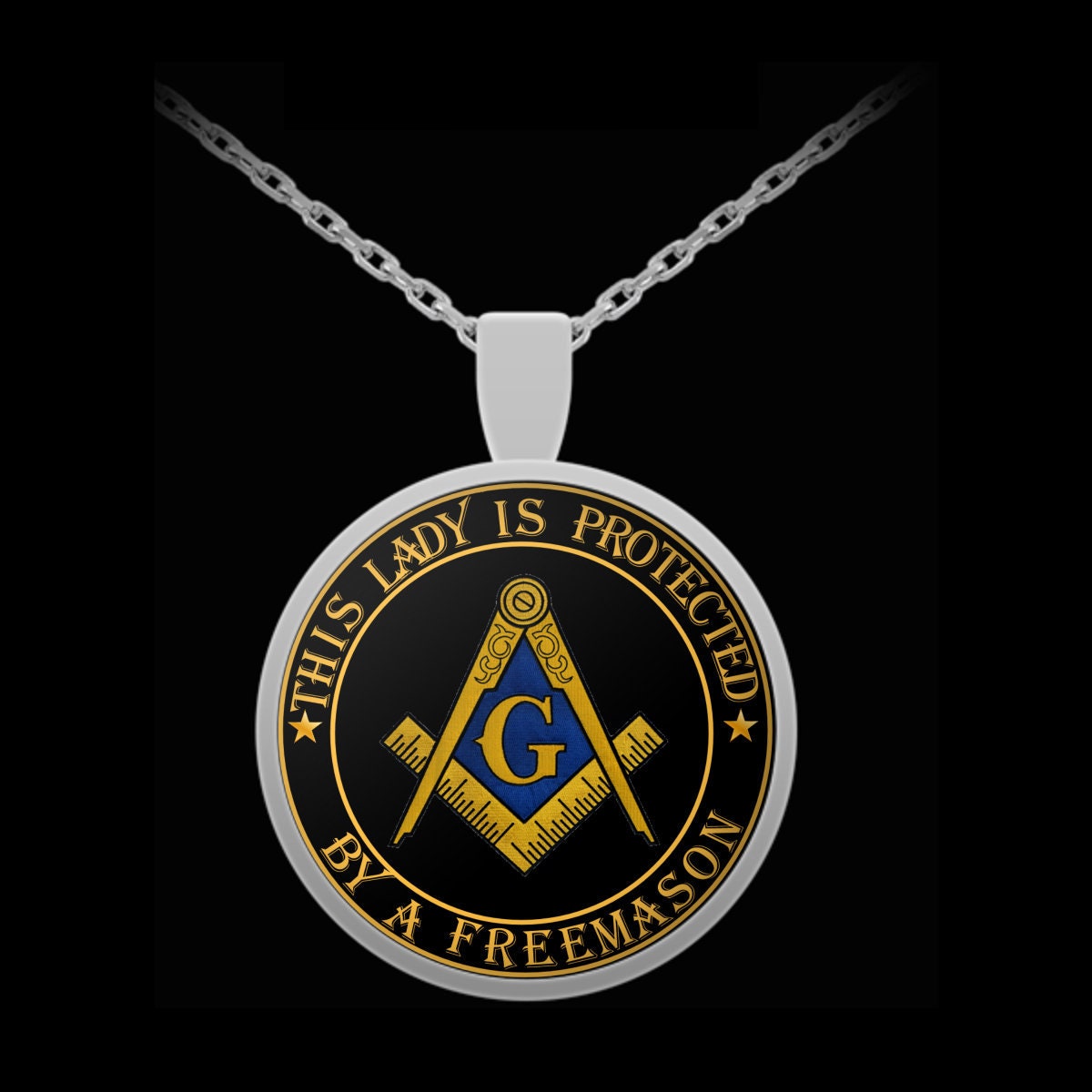 Masonic necklace This Lady is protected by a Freemason | Etsy