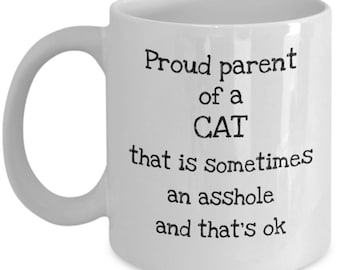Cat mug - Cat parent - funny cat owner gift - Cat lover mug - Cat mom - Cat dad - black cat - cat gifts - gifts for cat lovers - cat themed