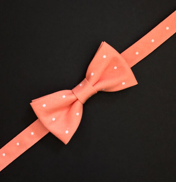 Peach Polka Dot Toddlers Bow Tie Baby Boys Peach Polkadot Bow Etsy