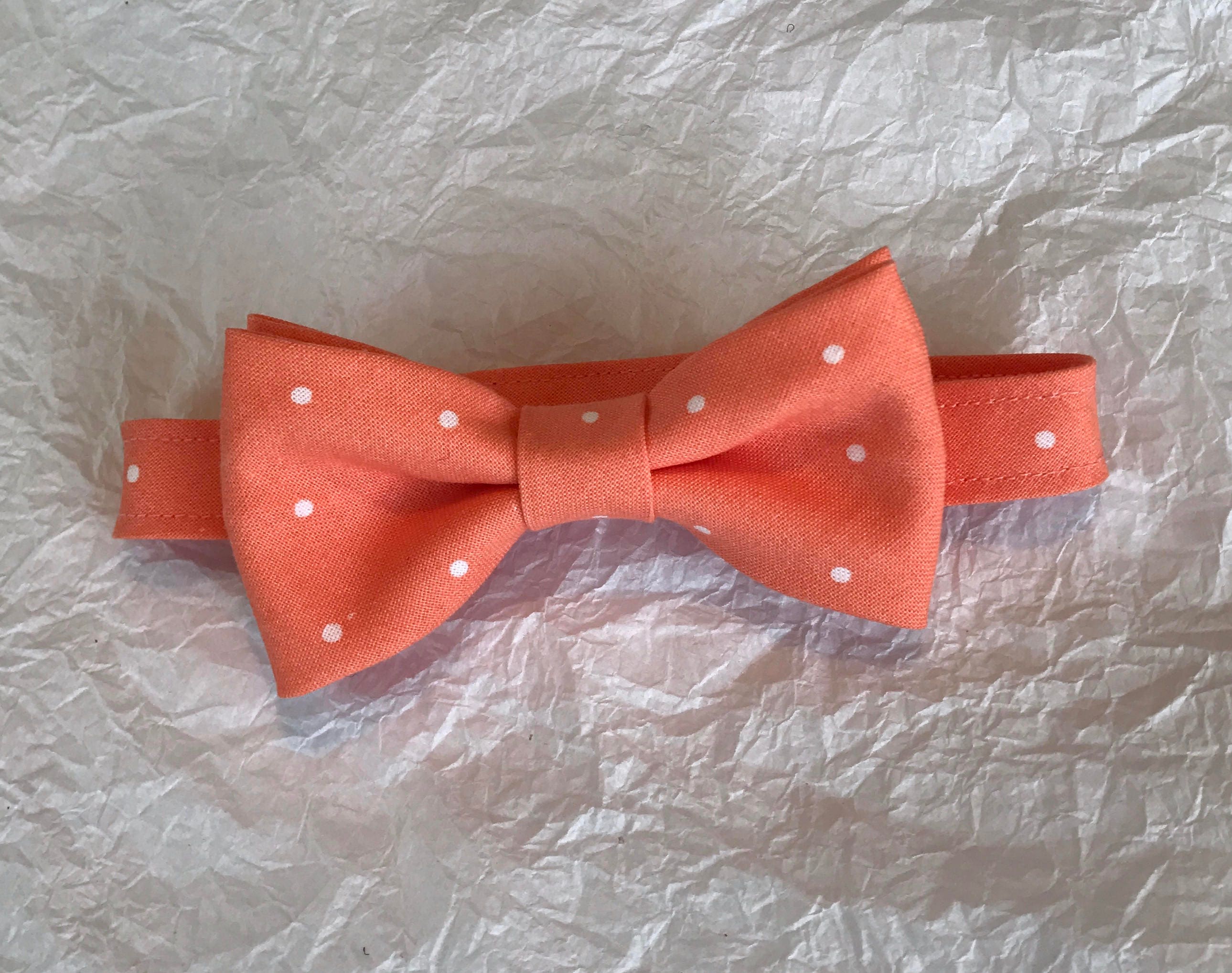 Peach Polka Dot Toddlers Bow Tie Baby Boys Peach Polkadot Bow Etsy