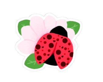 Ladybug Flower Kiss-Cut Vinyl Stickers (4 Sizes, Glossy Finish)