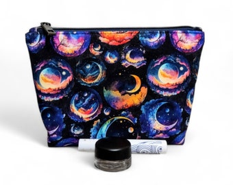 Moon Makeup Bag / Lunar Design Zipper Pouch / Celestial Pouch