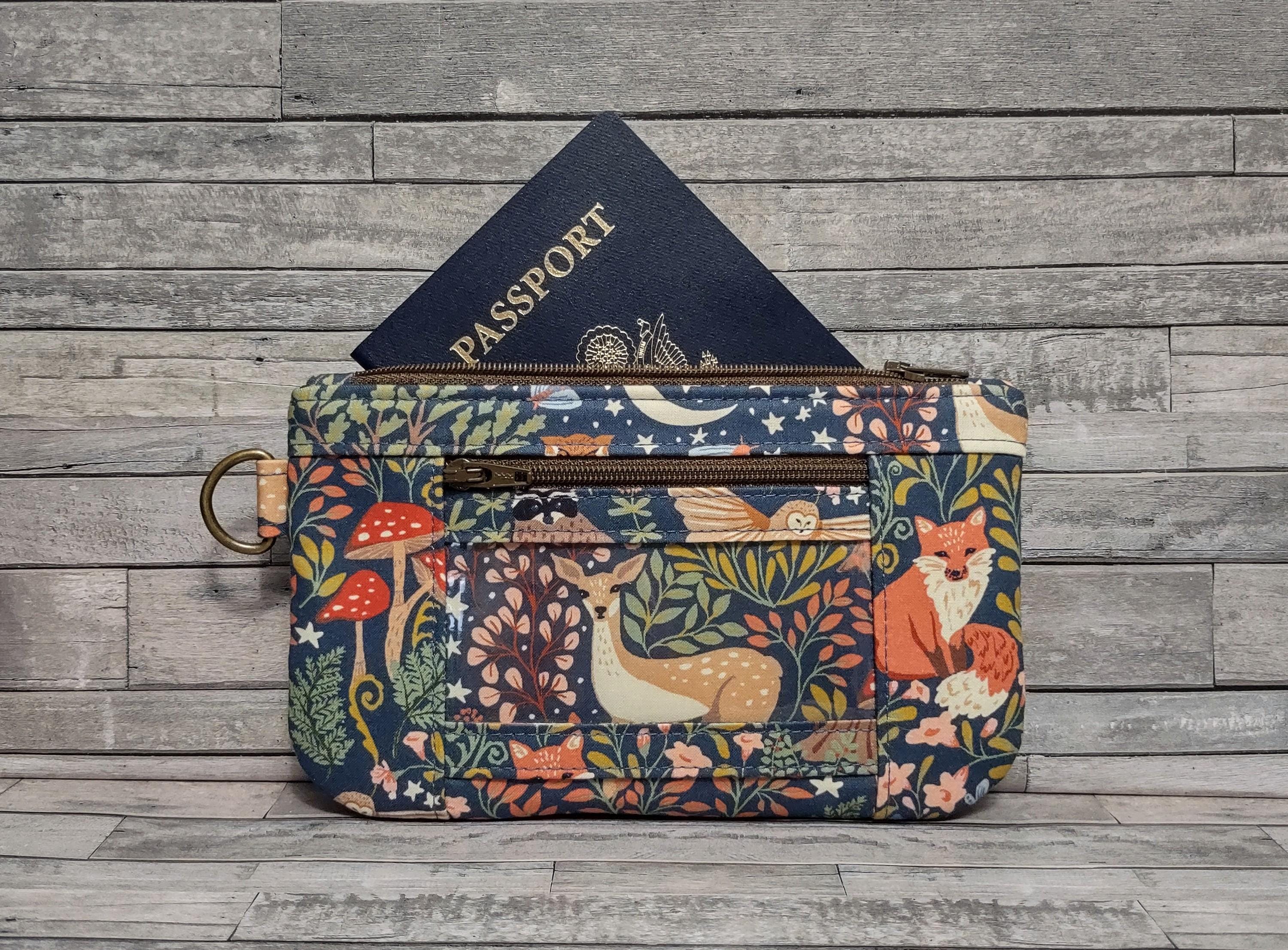 Woodland Creatures Travel Wallet with ID Window – Cottagecore Passport Pouch, ID Case, Optional Wristlet