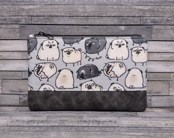 Pug Pouch / Cute Pugs Zipper Pouch / Pug Dog Lover Gift / Pug Makeup Bag