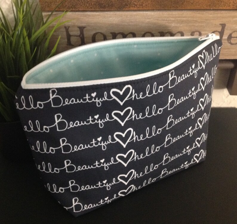 Hello Beautiful Bag Pretty Makeup Bag Black and White Bag