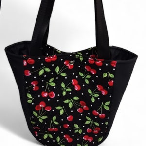 Small Cherry Tote / Red Cherries Purse / Cherry Project Bag / Small Shoulder Bag Tote / Cherry Lover Gift image 8