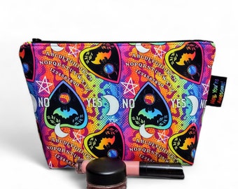 Rainbow Planchette Makeup Bag / Colorful Spirit Board Zipper Pouch / Choice of Lining Color / Awesome Tag Accent