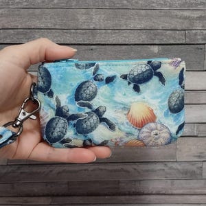 Mini llavero de tortuga marina, tarjetero de playa oceánica con correa para la muñeca