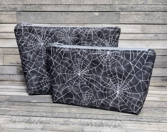 Spiderweb Gothic Makeup Bag / Pretty Spooky Web Zipper Pouch / Choose Your Size