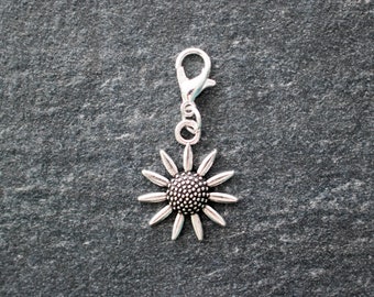 Tibetan silver sunflower head planner charm. For notebook elastic, zipper, purse or bracelet.