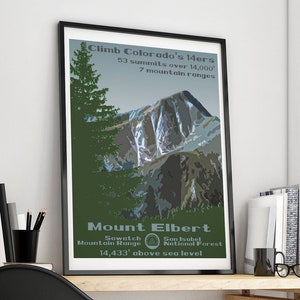 Mt Elbert, Mt Elbert Poster, Mt Elbert Print, Mount Elbert, Colorado 14ers, Colorado 14er, 14ers, 14er, fourteener, 14er poster, 14er art