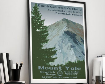 Mt Yale, Mt Yale poster, Mt Yale print, Mount Yale, Colorado 14er, Colorado 14ers, 14er, 14ers, 14er poster, 14er print, fourteener