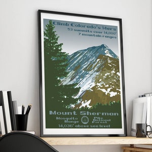 Mt Sherman, Mt Sherman poster, Mt Sherman Print, Mount Sherman, Colorado 14er, Colorado 14ers, 14er poster, 14er print, fourteener