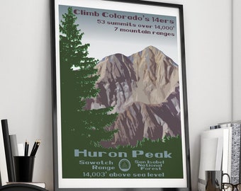 Huron Peak, Huron Peak poster, Huron Peak print, Colorado 14er, Colorado 14ers, 14er poster, 14er print, 14er, 14ers, fourteener