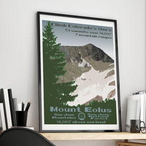 Mt Eolus, Mt Eolus poster, Mt Eolus print, Mount Eolus, Colorado 14er, Colorado 14ers, 14er poster, 14er print
