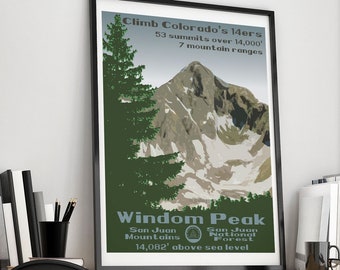 Windom Peak, Windom Peak poster, Windom Peak print, Colorado 14er, Colorado 14ers, 14er poster, 14er print