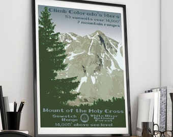 Mt of the Holy Cross, Mount of the Holy Cross, Mt. of the Holy Cross, Mt Holy Cross, Colorado 14ers, Colorado 14er, 14er poster, 14er print