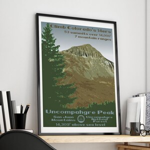 Uncompahgre Peak, Uncompahgre Peak Poster, Uncompahgre Peak Print, Colorado 14ers, Colorado 14er poster, Colorado 14er print, 14er poster, 1