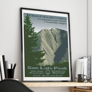 San Luis Peak, San Luis Peak Poster, San Luis Peak Print, Colorado 14er, Colorado 14ers, 14er poster, 14er print, 14er, 14ers,